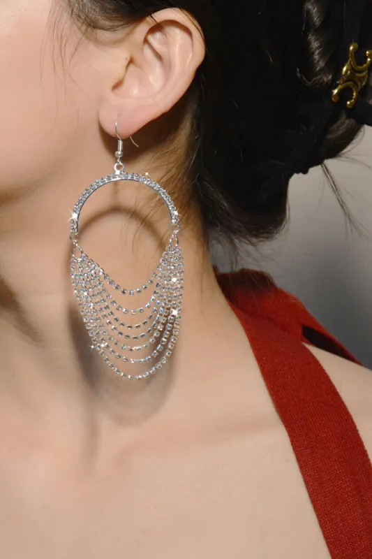 Sparkly Rhinestone Wrapped Silver Earrings sold by Zapaka