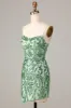 Sparkly Green Bodycon Spaghetti Straps Short Homecoming Dress with Sequins sold by Zapaka