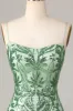 Sparkly Green Bodycon Spaghetti Straps Short Homecoming Dress with Sequins sold by Zapaka