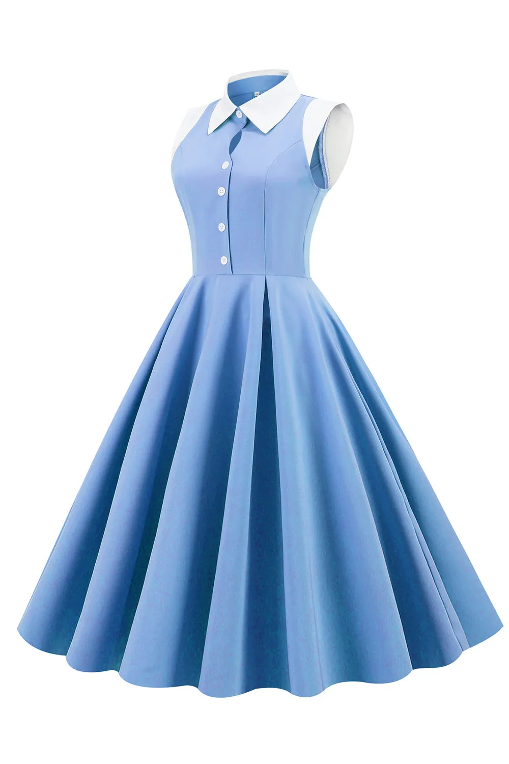 Blue 1950s Vintage Swing Dress sold by Zapaka product image thumbnail 3
