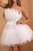 Tulle Strapless White Short Party Dress sold by Zapaka