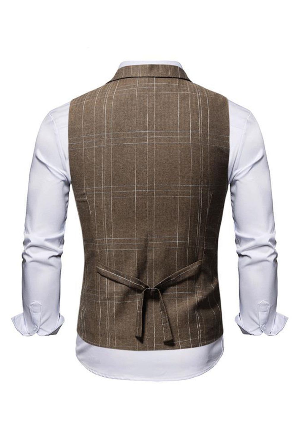 Coffee Single Breasted Slim Fit Men's Vest sold by Zapaka product image thumbnail 2
