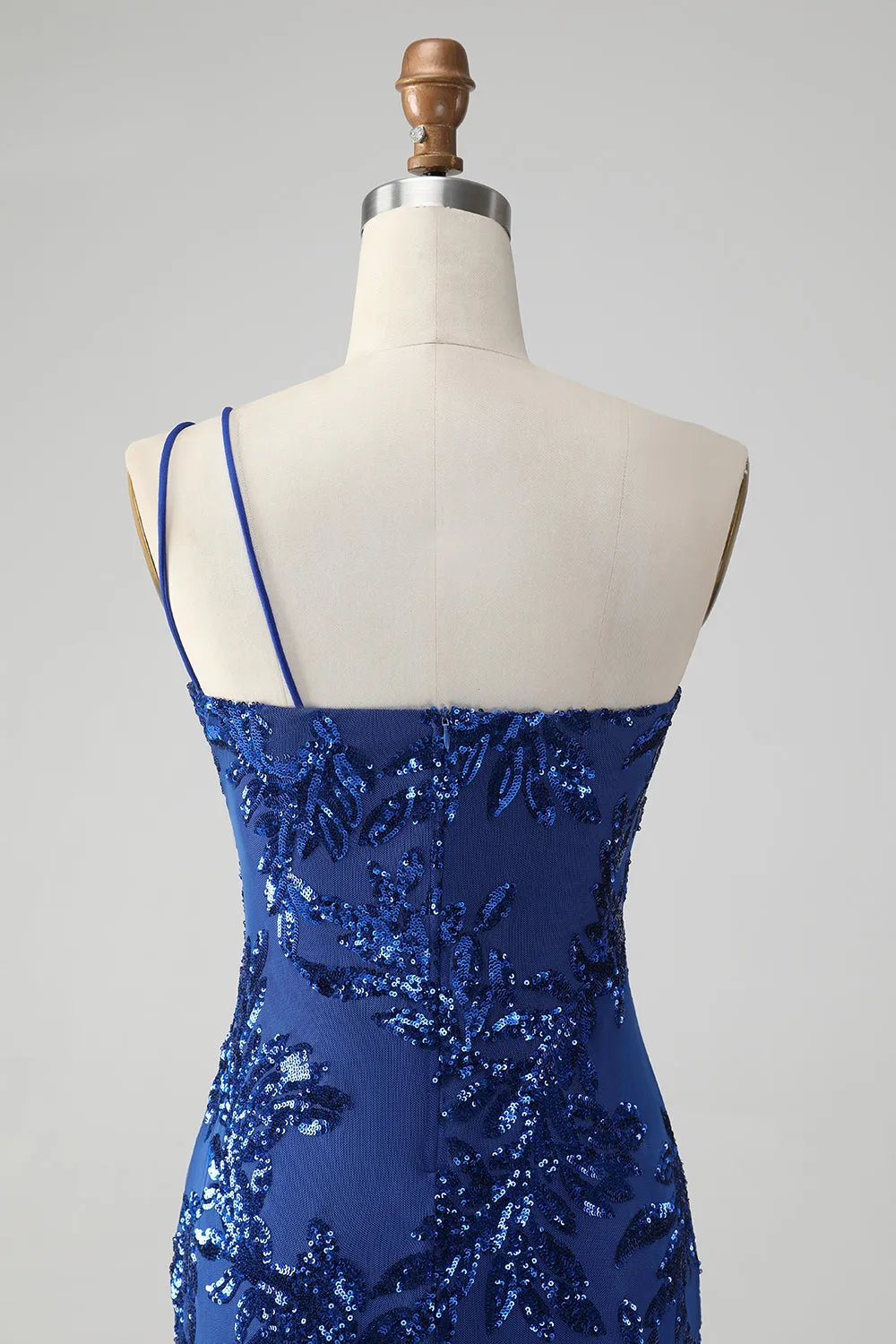 Sparkly Bodycon Royal Blue One Shoulder Sequins Homecoming Dress with Embroidery sold by Zapaka product image thumbnail 5