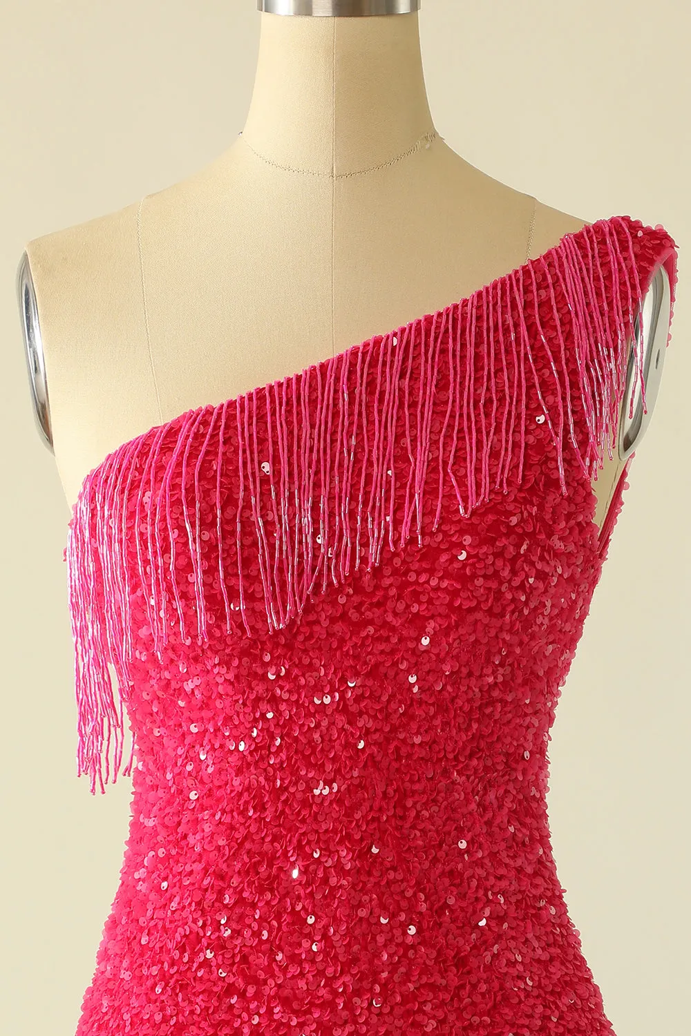 Hot Pink One Shoulder Sequin Homecoming Dress sold by Zapaka product image thumbnail 5