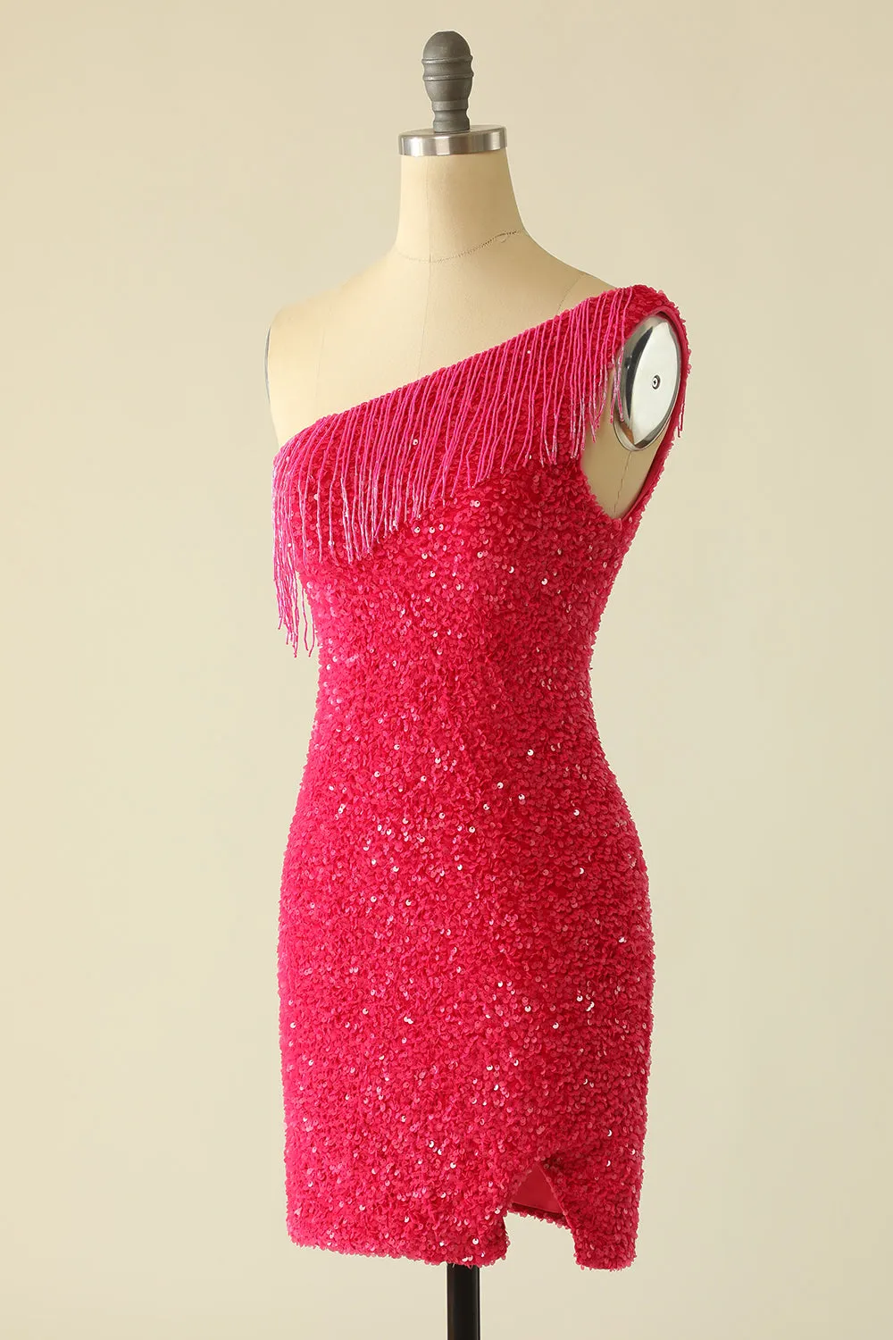 Hot Pink One Shoulder Sequin Homecoming Dress sold by Zapaka product image thumbnail 4
