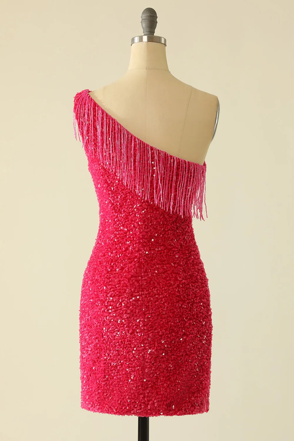 Hot Pink One Shoulder Sequin Homecoming Dress sold by Zapaka product image thumbnail 3