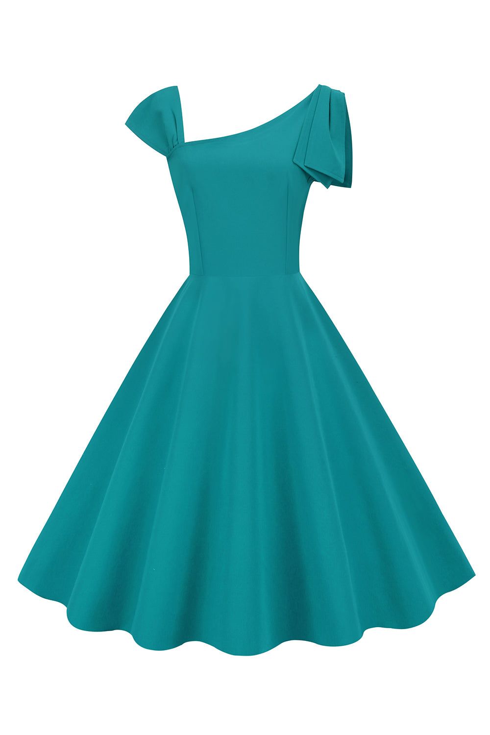 Retro Style One Shoulder Red 1950s Dress with Bowknot sold by Zapaka product image thumbnail 7