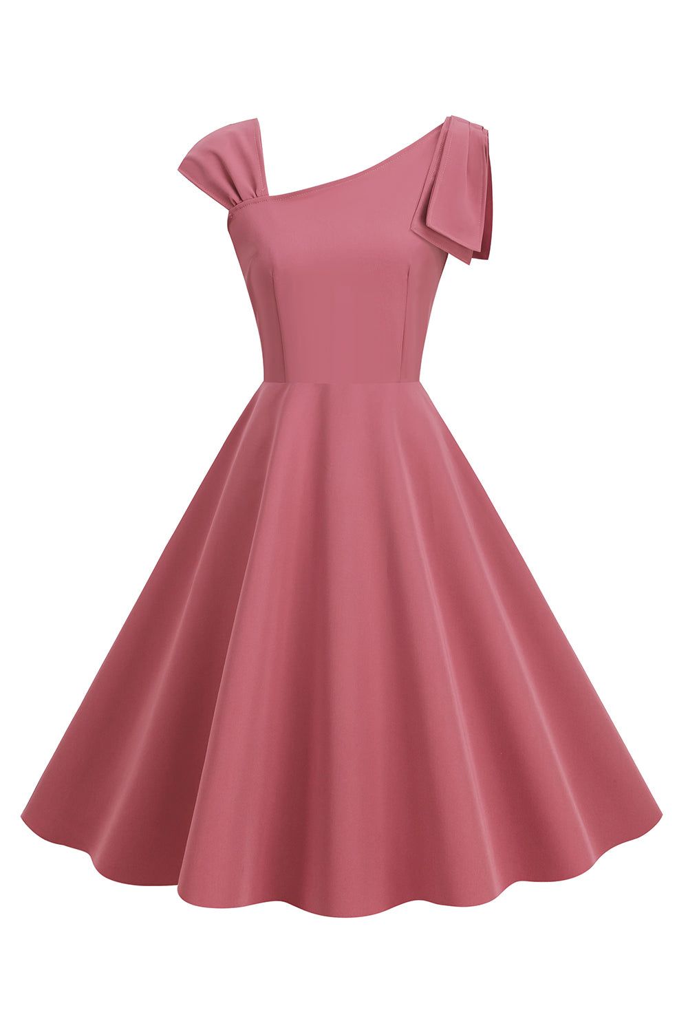 Retro Style One Shoulder Red 1950s Dress with Bowknot sold by Zapaka product image thumbnail 10