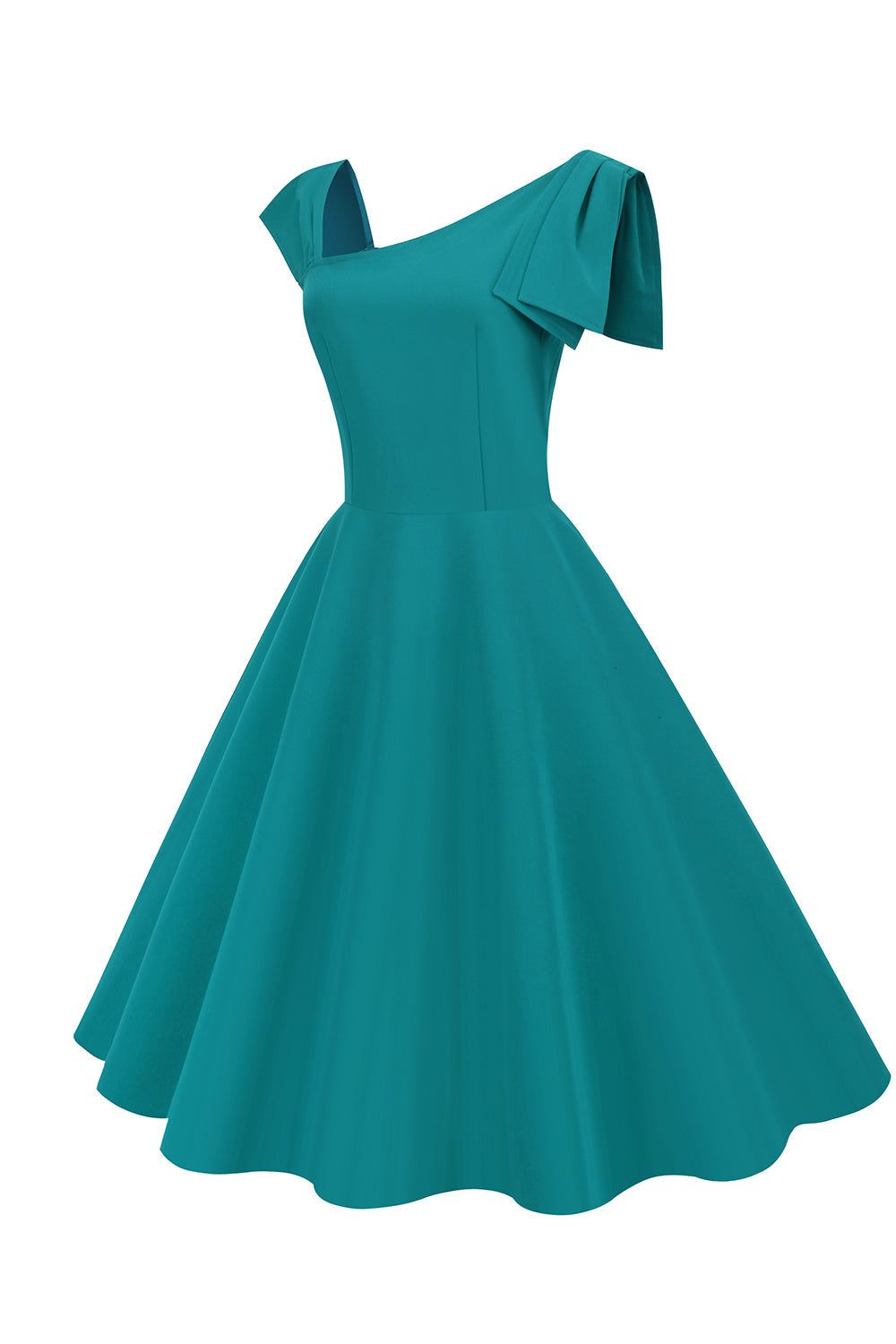 Retro Style One Shoulder Red 1950s Dress with Bowknot sold by Zapaka product image thumbnail 9