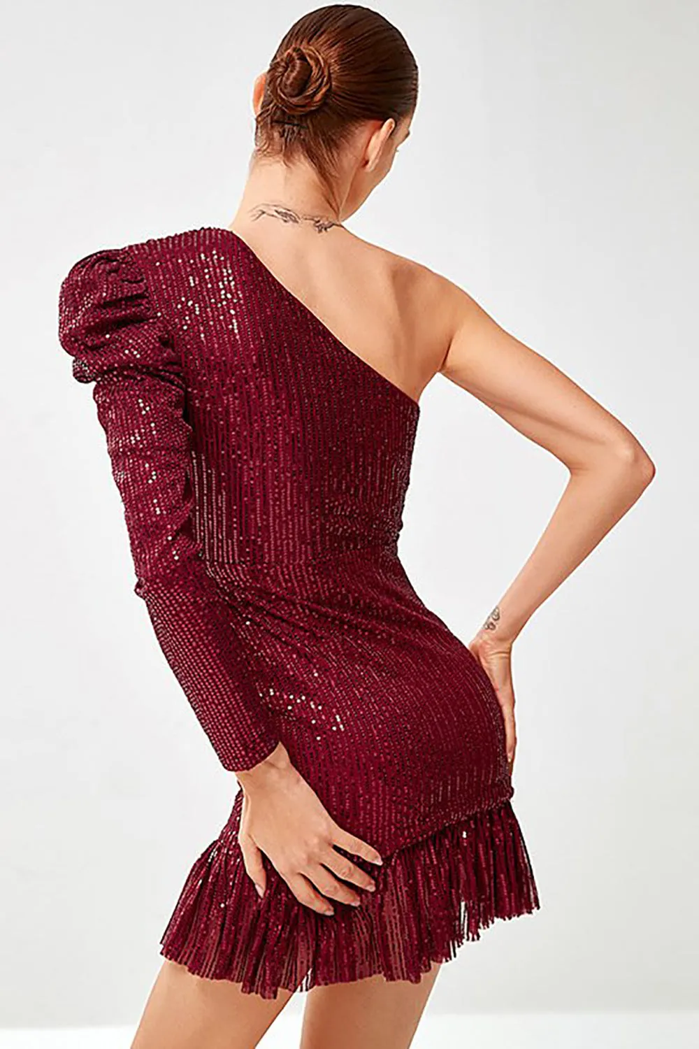 One Shoulder Sparkly Red Short Homecoming Dress sold by Zapaka product image thumbnail 2