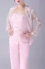 Pink 3 Pieces Lace Coat Mother of the Bride Pant Suits sold by Zapaka