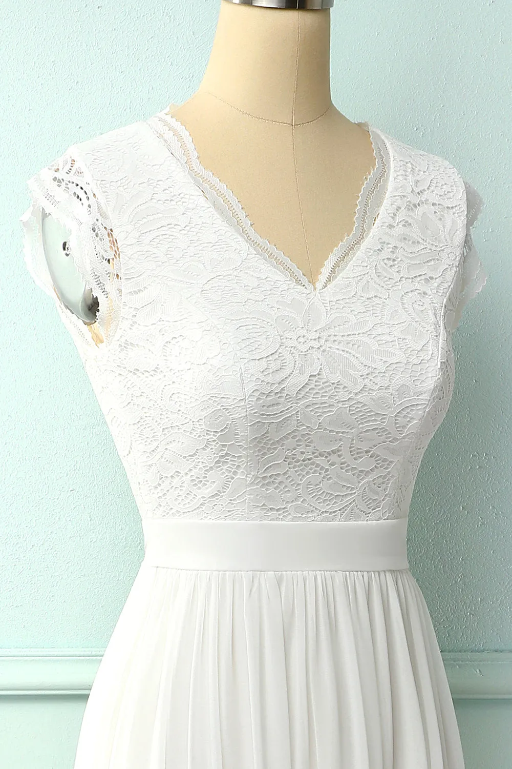 V-neck White Long Bridesmaid Dress sold by Zapaka product image thumbnail 3