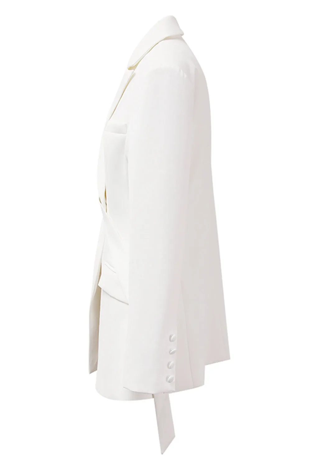 White Long Sleeves Asymmetric Blazer sold by Zapaka product image thumbnail 3