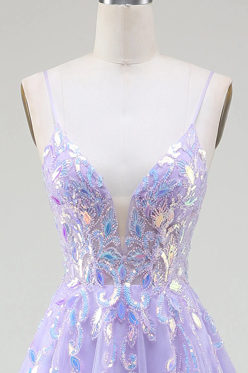 A-Line Purple Prom Dress with Sequins sold by Zapaka product image thumbnail 4