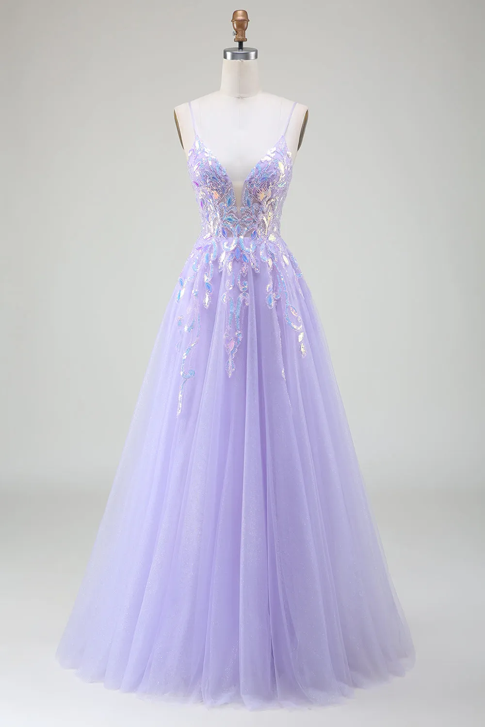A-Line Purple Prom Dress with Sequins sold by Zapaka