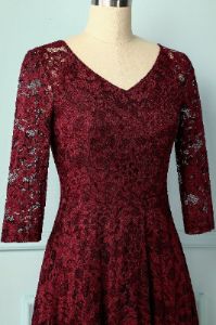 Dark Red Lace Midi sold by Zapaka