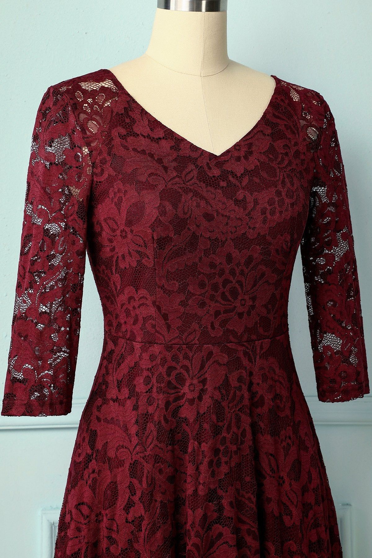 Dark Red Lace Midi sold by Zapaka product image thumbnail 3