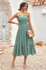 Green Strapless A-line Midi Summer Dress sold by Zapaka