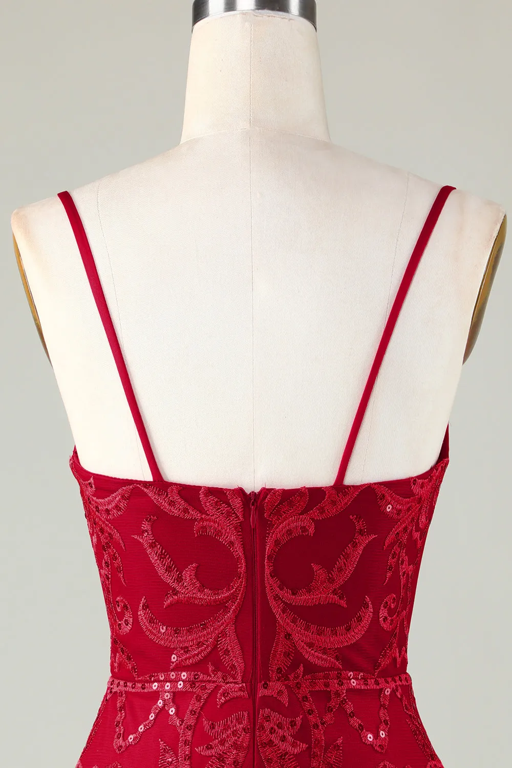 Sparkly Dark Red Sequins Spaghetti Straps Tight Short Homecoming Dress sold by Zapaka product image thumbnail 5