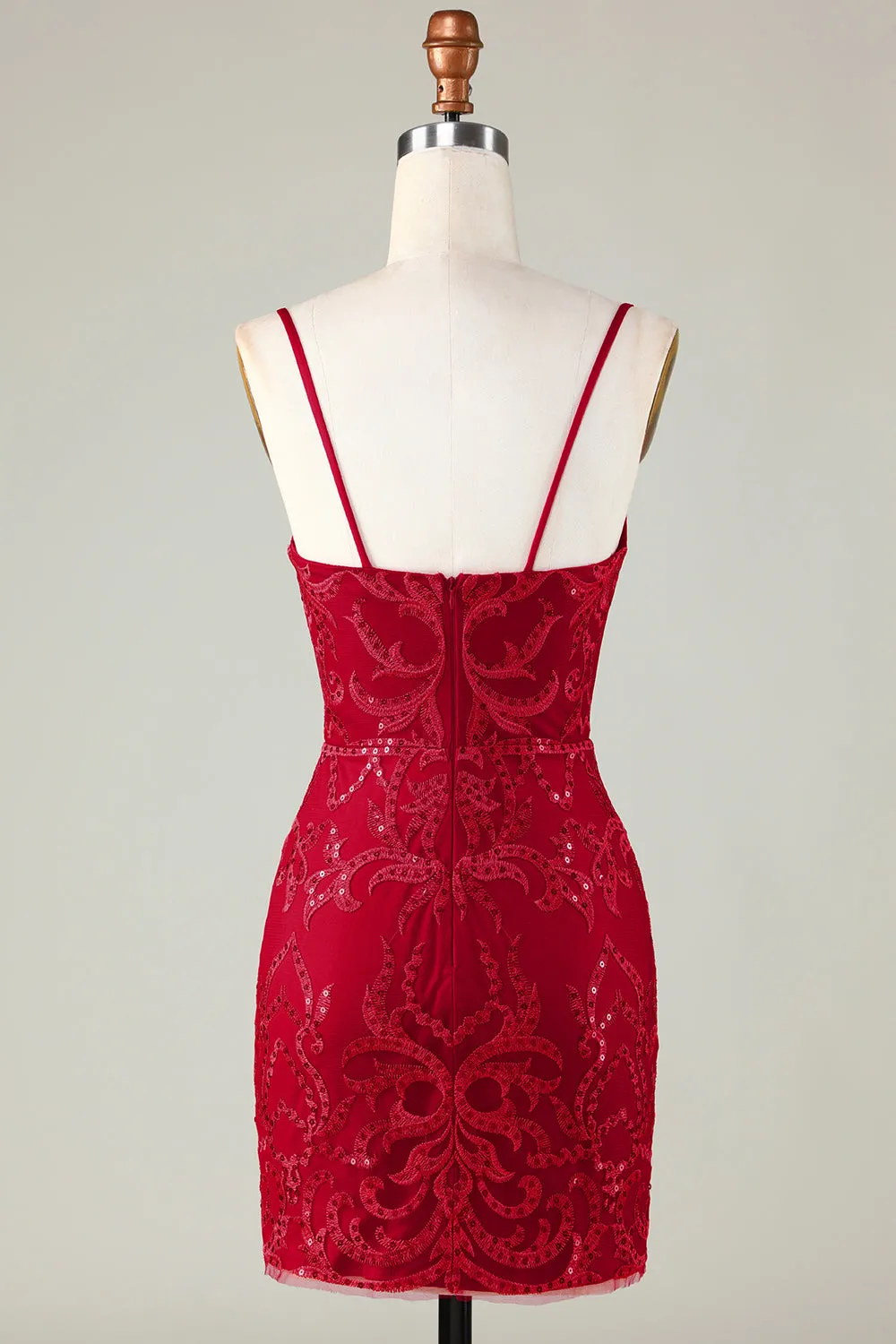 Sparkly Dark Red Sequins Spaghetti Straps Tight Short Homecoming Dress sold by Zapaka product image thumbnail 2