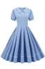 Retro Style Sky Blue 1950s Dress with Short Sleeves sold by Zapaka