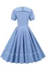 Retro Style Sky Blue 1950s Dress with Short Sleeves sold by Zapaka