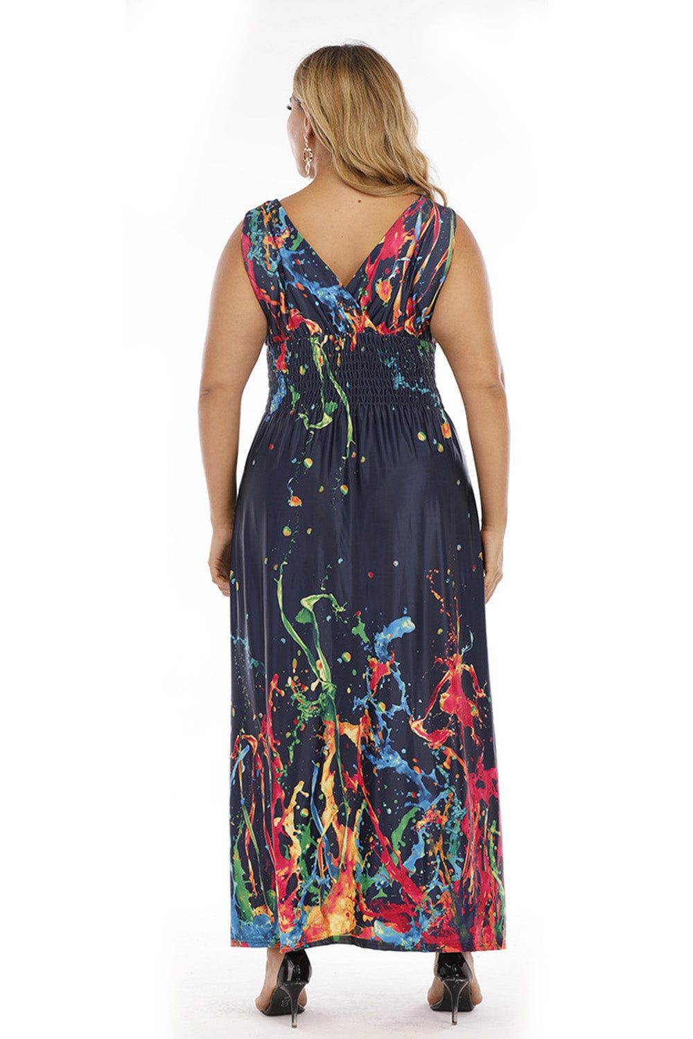 Plus Size Blue Printed Maxi Summer Dress sold by Zapaka product image thumbnail 2