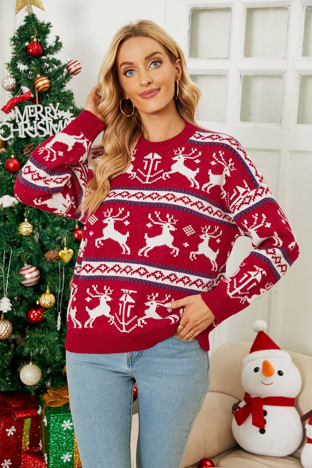 Drizzle Christmas Fawn Jacquard Sweater sold by Zapaka