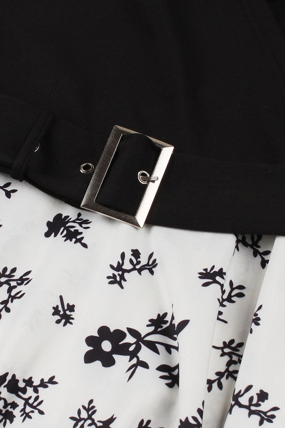 Black Floral Printed 1950s Swing Dress sold by Zapaka product image thumbnail 4