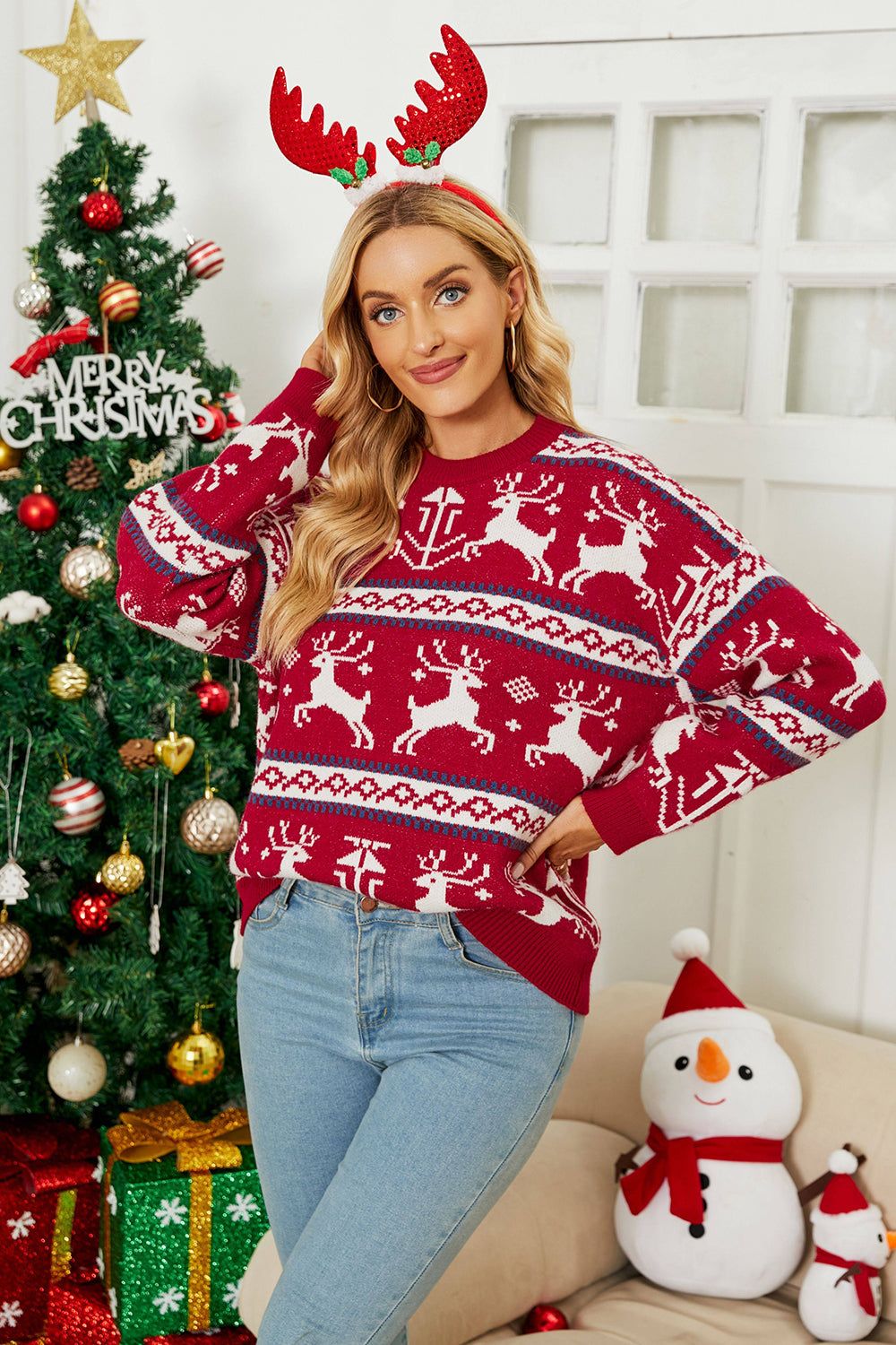 Drizzle Christmas Fawn Jacquard Sweater sold by Zapaka product image thumbnail 5