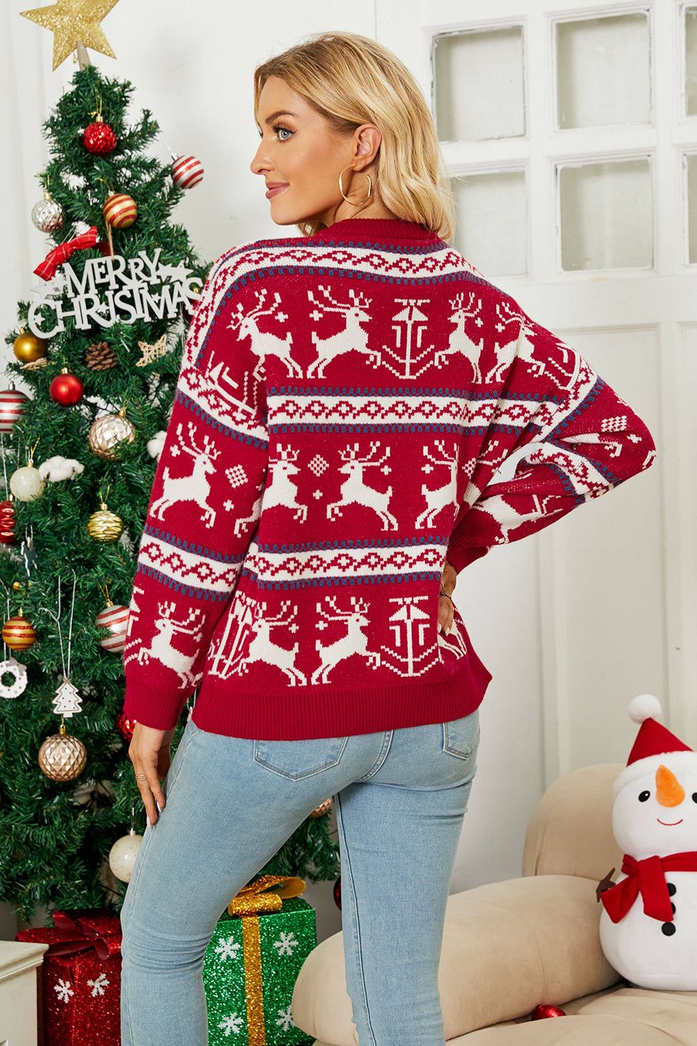 Drizzle Christmas Fawn Jacquard Sweater sold by Zapaka product image thumbnail 2