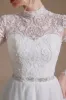 White A-Line High Neck Long Sleeves Wedding Dress with Lace sold by Zapaka