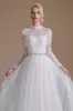 White A-Line High Neck Long Sleeves Wedding Dress with Lace sold by Zapaka