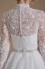 White A-Line High Neck Long Sleeves Wedding Dress with Lace sold by Zapaka