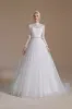 White A-Line High Neck Long Sleeves Wedding Dress with Lace sold by Zapaka