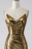 Sparkly Mermaid Golden Long Prom Dress with Slit sold by Zapaka
