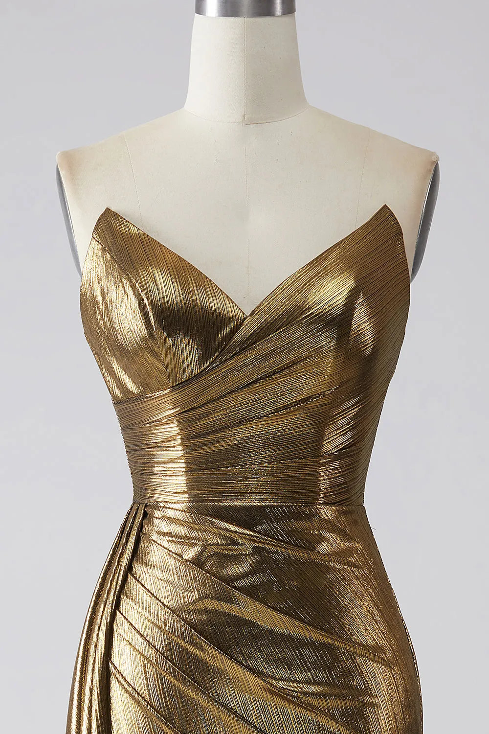 Sparkly Mermaid Golden Long Prom Dress with Slit sold by Zapaka product image thumbnail 4