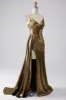Sparkly Mermaid Golden Long Prom Dress with Slit sold by Zapaka