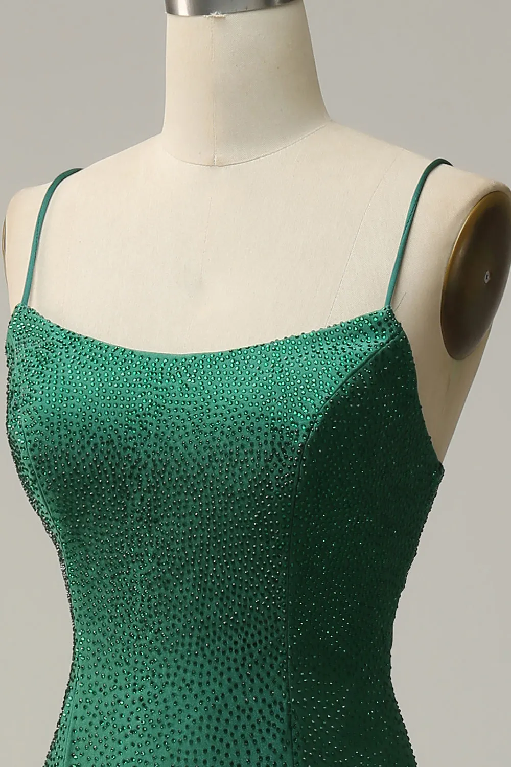 Mermaid Spaghetti Straps Dark Green Long Prom Dress with Beading sold by Zapaka product image thumbnail 5