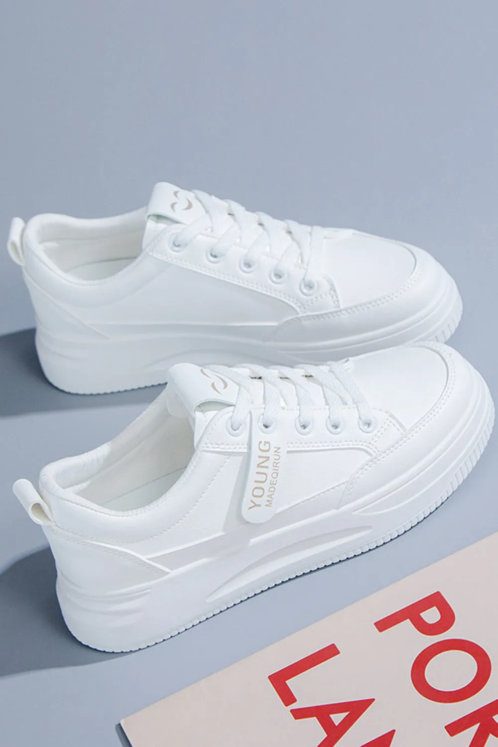 White Flat Casual Sneakers sold by Zapaka