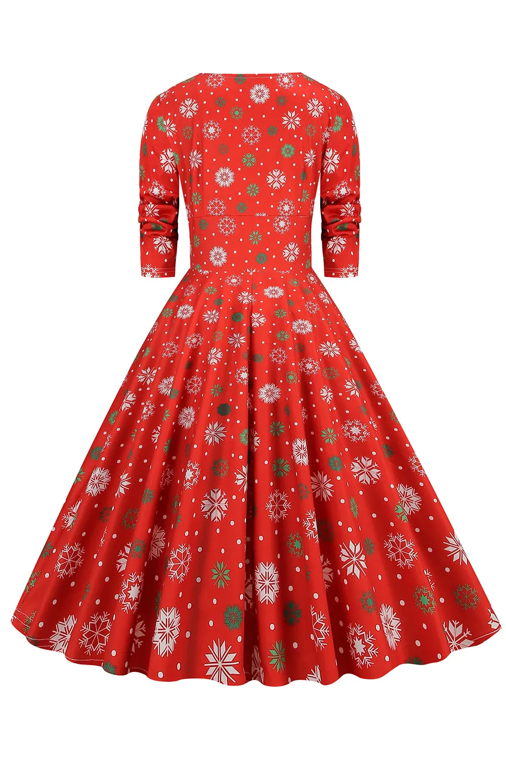 Green Christmas V-Neck VIntage Dress sold by Zapaka product image thumbnail 5