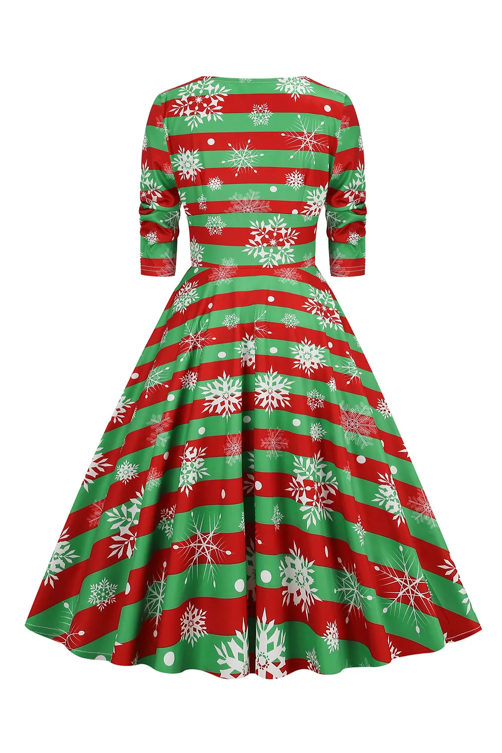 Green Christmas V-Neck VIntage Dress sold by Zapaka product image thumbnail 2