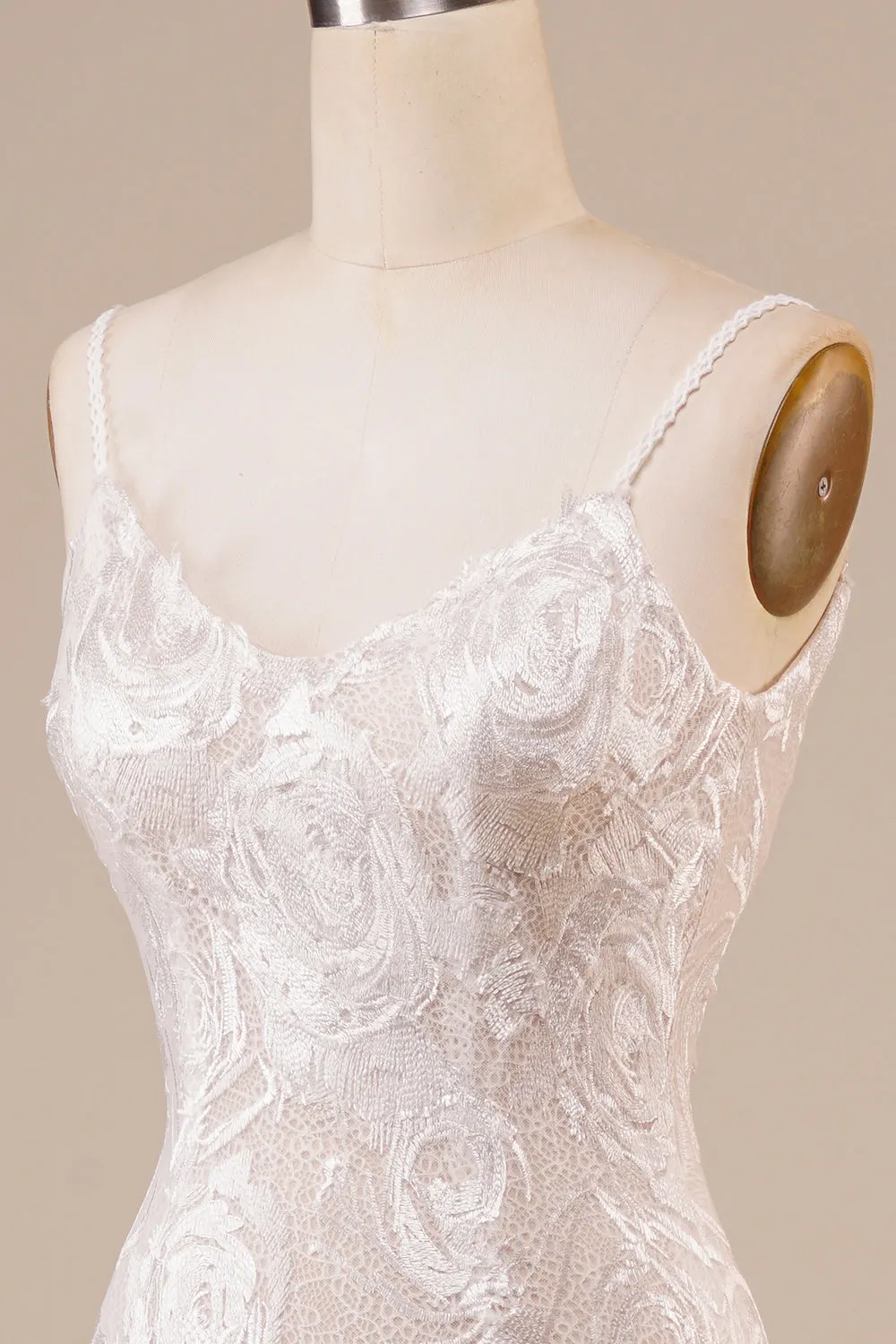 Backless Lace Ivory Wedding Dress with Sweep Train sold by Zapaka product image thumbnail 5