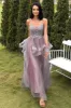 A Line Spaghetti Straps Purple Grey Long Prom Dress with Appliques sold by Zapaka