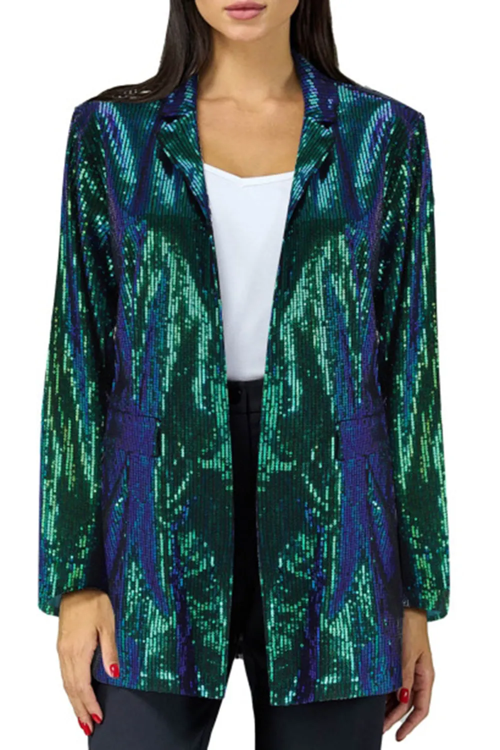 Sparkly Dark Green Sequins Prom Blazer For Women sold by Zapaka
