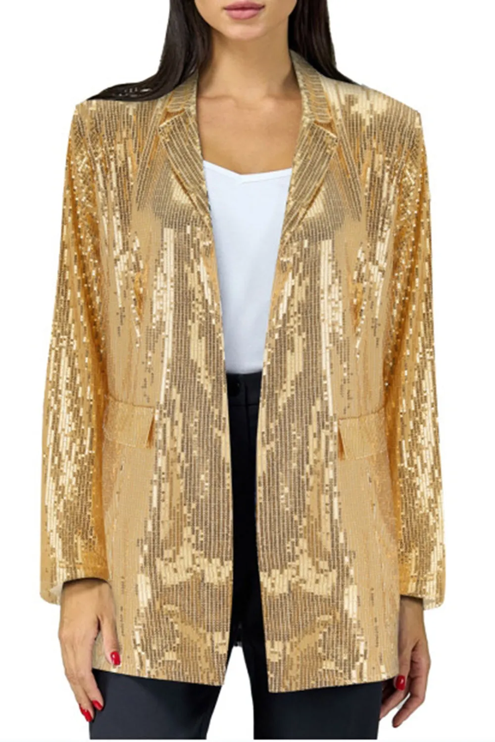 Sparkly Dark Green Sequins Prom Blazer For Women sold by Zapaka product image thumbnail 2