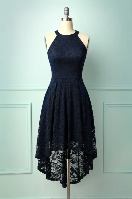 Asymmetric Navy Lace Dress sold by Zapaka