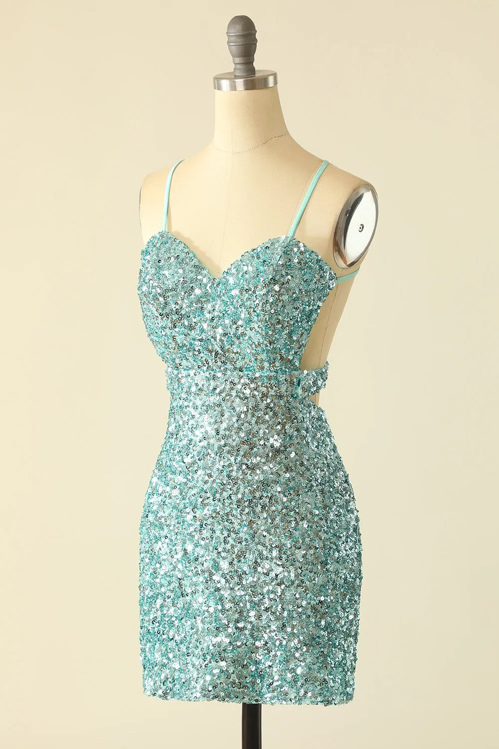 Green Open Back Sequin Glitter Homecoming Dress sold by Zapaka product image thumbnail 3