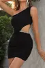 Cut Out One Shoulder Black Party Dress sold by Zapaka