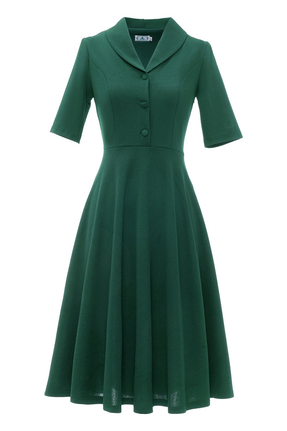 Dark Green Short Sleeves Vintage 1950s Dress sold by Zapaka